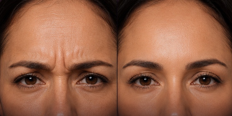 Botox forehead and glabella before and after