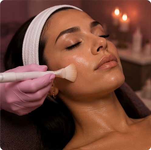 Signature glow facial treatment in progress